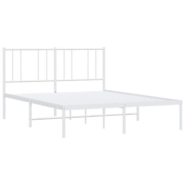 vidaXL Metal Bed Frame without Mattress with Headboard White 120x200cm