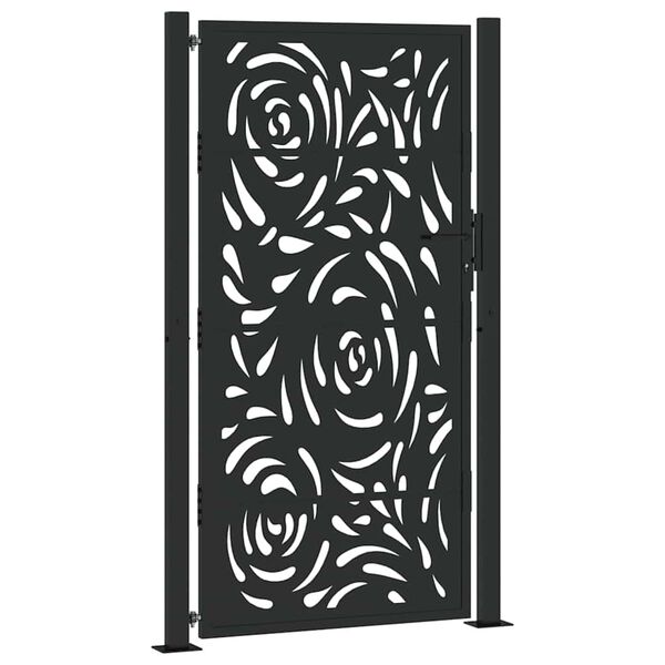vidaXL Garden Gate Black 100x175 cm Steel Flame Design