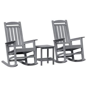 vidaXL Rocking Chair 3 pcs Light Grey Polyethylene