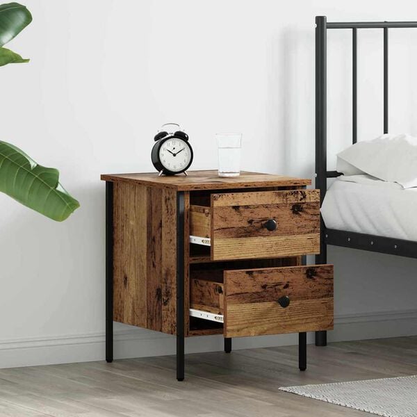 vidaXL Bedside Cabinet with Drawer Old wood 40 x 42 x 50 cm