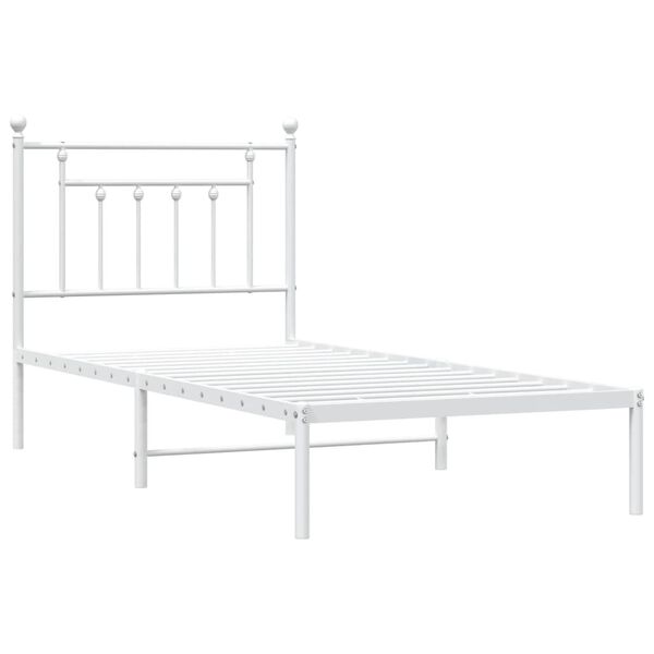 vidaXL Metal Bed Frame without Mattress with Headboard White 80x200cm