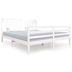 vidaXL Bed Frame without Mattress White Super King Solid Wood