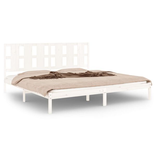 vidaXL Bed Frame without Mattress White 200x200 cm Solid Wood Pine