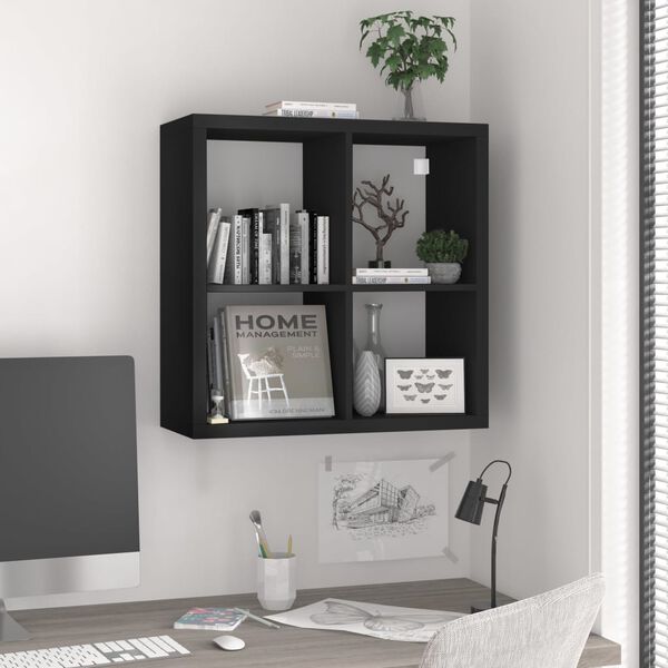 vidaXL Wall Cube Shelf Black 69.5x29.5x69.5 cm MDF