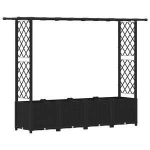 vidaXL Raised Bed with Trellis and Roof Black 203 x 40 x 138 cm PP