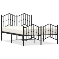vidaXL Metal Bed Frame with Headboard and Footboard Black 120x190 cm Small Double