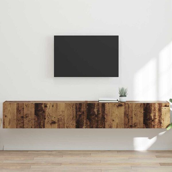 vidaXL TV Wall Cabinet Wall-mounted 2 pcs Old Wood 98 x 31 x 29.5 cm