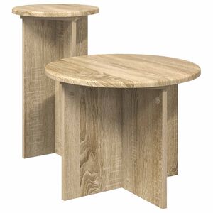 vidaXL Side Table Set 2 pcs Sonoma Oak &Oslash; 45 x 35 cm Engineered Wood