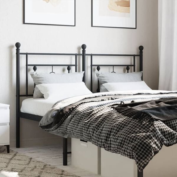 vidaXL Metal Headboard Black 140 cm