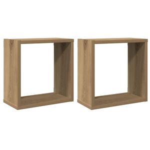 vidaXL Wall Cube Shelves 2 pcs Artisan Oak 30x15x30 cm Engineered Wood