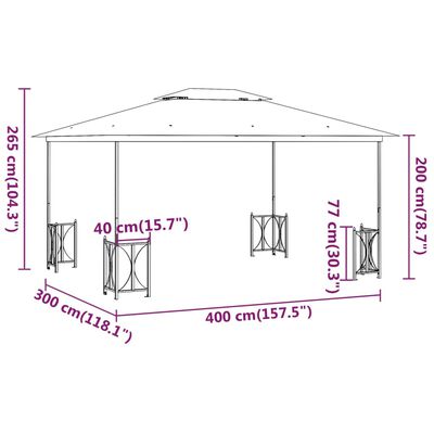 vidaXL Gazebo with Sidewalls&Double Roofs 3x4 m Taupe