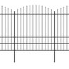 vidaXL Garden Fence with Spear Top Steel 359x200 cm Black