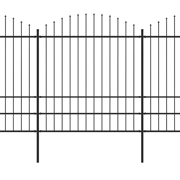 vidaXL Garden Fence with Spear Top Steel 359x200 cm Black