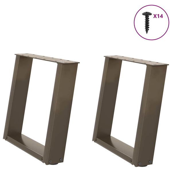 vidaXL Coffee Table Legs U-Shaped 2 pcs Natural Steel 50x(42-43) cm Steel