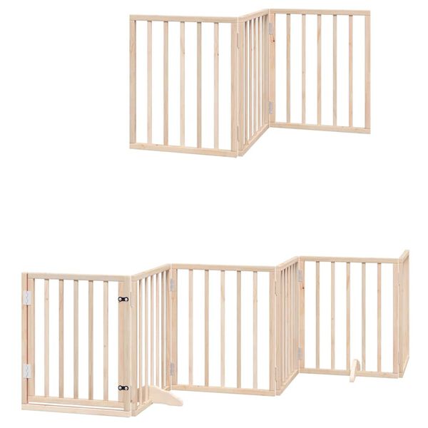 vidaXL Dog Gate with Door Foldable 15 Panels 750 cm Poplar Wood