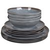 Bo-Camp 12 Piece Tableware Halo Melamine Grey and Terra
