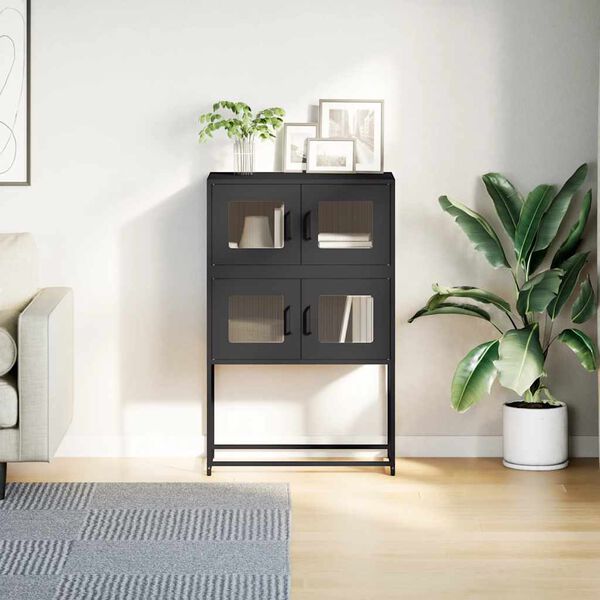 vidaXL Highboard Black 68x39x107 cm Steel