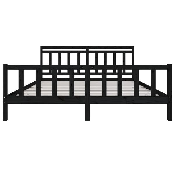 vidaXL Bed Frame without Mattress Black Solid Wood 200x200 cm (810106+814118)