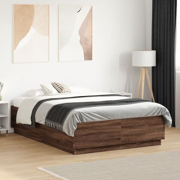 vidaXL Bed Frame without Mattress Brown Oak 135x190 cm Double