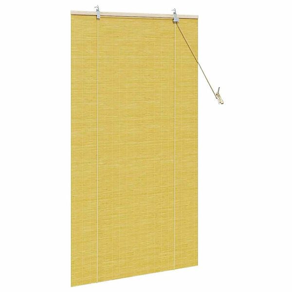 vidaXL Roller Blind with Curtains Manual Yellow 80 x 160 cm Bamboo