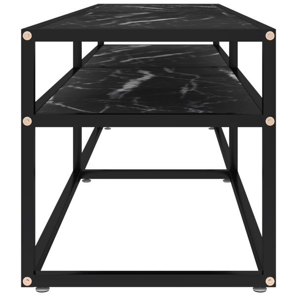 vidaXL TV Cabinet Black Marble 160x40x40.5 cm Tempered Glass