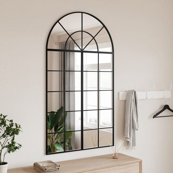 vidaXL Wall Mirror Black 80x140 cm Arch Iron