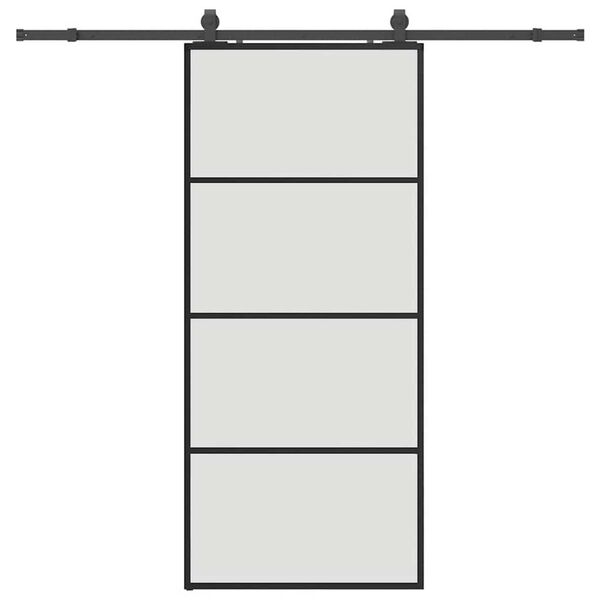vidaXL Sliding Door with Hardware Set Black 90x205 cm ESG Glass