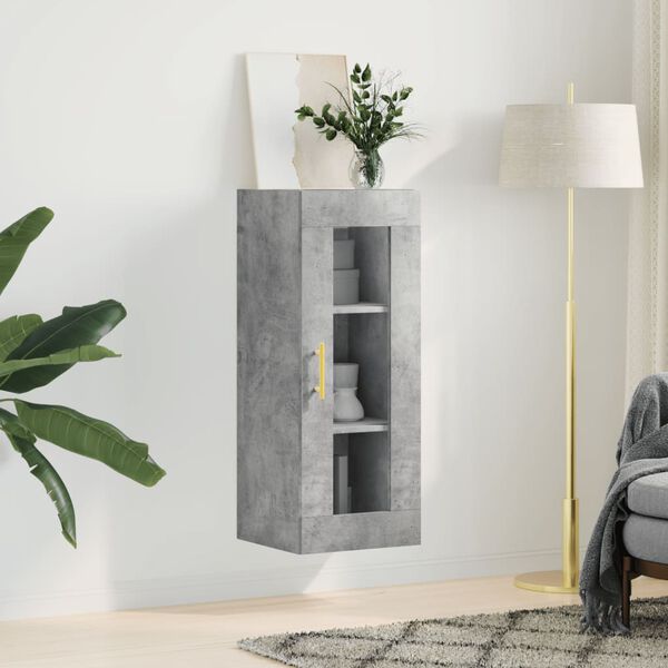 vidaXL Wall Mounted Cabinet Concrete Grey 34.5x34x90 cm