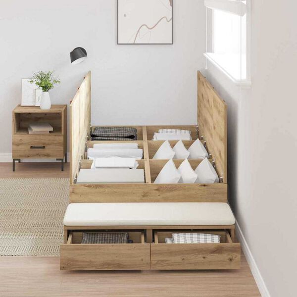 vidaXL Storage Bed Frame with Drawer Artisan oak 226.5 x 75 x 31.5 cm