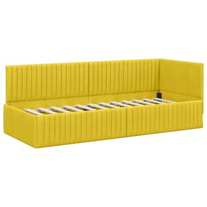 vidaXL Corner Bed Frame with Headboard Yellow 80 cm x 200 cm Velvet