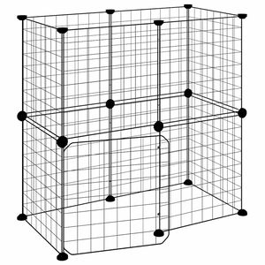vidaXL 12-Panel Pet Cage with Door Black 70x35x70 cm Steel