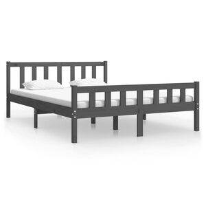 vidaXL Bed Frame without Mattress Grey Solid Wood 140x190 cm
