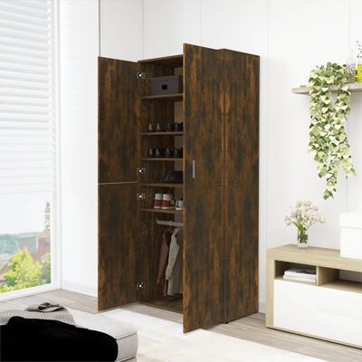 vidaXL Shoe Cabinet Smoked Oak 80x39x178 cm Engineered Wood