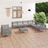 vidaXL 10 Piece Garden Lounge Set Solid Wood Pine Grey