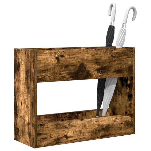 vidaXL Umbrella Stand Smoked Oak 65 x 24 x 50 cm Engineered Wood
