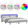 vidaXL Bed Frame with LED without Mattress Grey Sonoma 200x200 cm