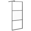 vidaXL Walk-in Shower Wall with Shelf Black 90x195 cm ESG Glass&Aluminium