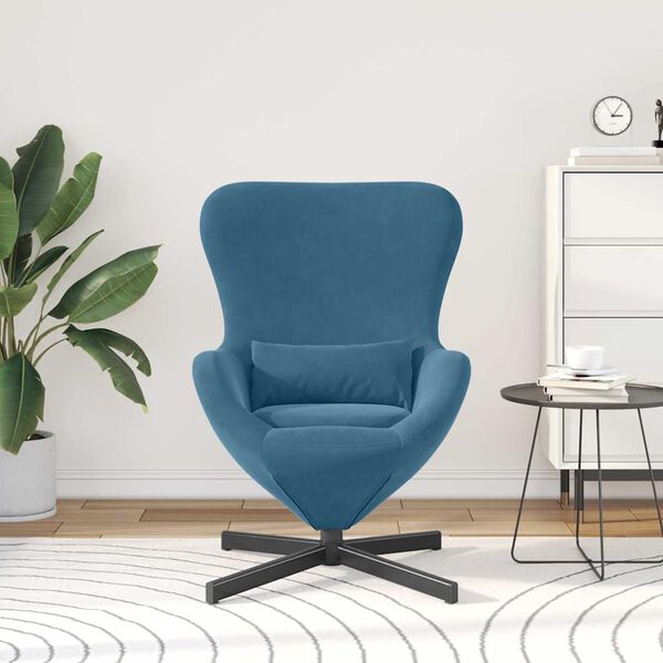 vidaXL Egg Chair Blue 63 x 73 x 90 cm Velvet