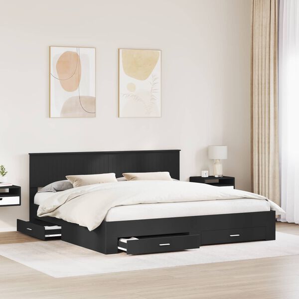 vidaXL Bed Frame Black and Silver 200 x 200 cm Engineered Wood