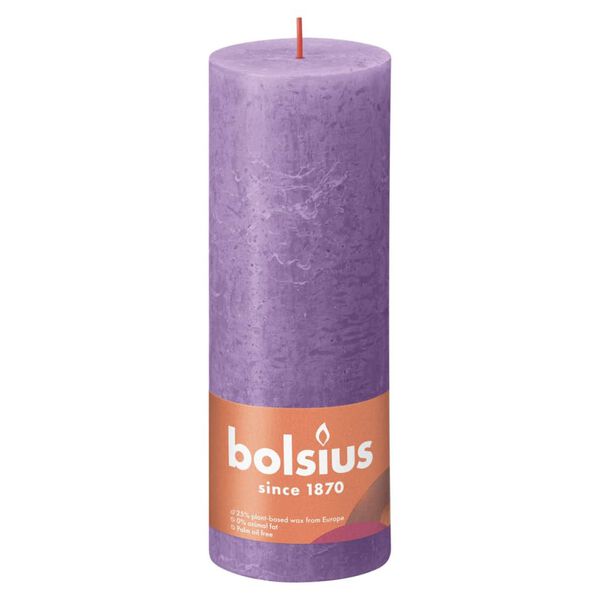 Bolsius Rustic Pillar Candles Shine 4 pcs 190x68 mm Vibrant Violet