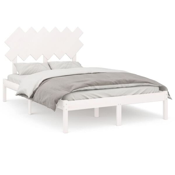 vidaXL Bed Frame without Mattress White 120x190 cm Small Double Solid Wood