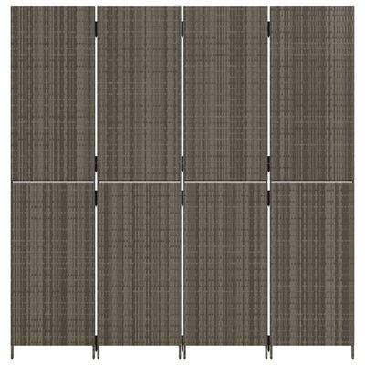 vidaXL Room Divider 4 Panels Grey Poly Rattan