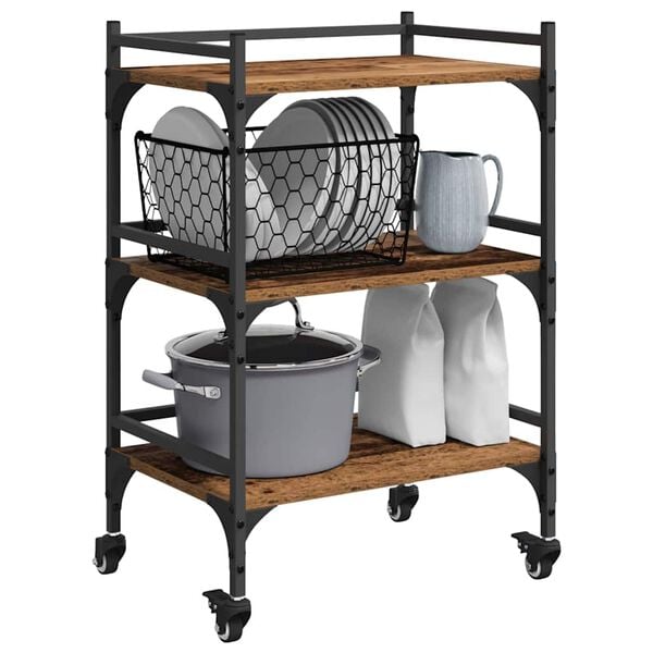 vidaXL Kitchen Trolley Old Wood 50 x 35 x 75.5 cm Engineered Wood