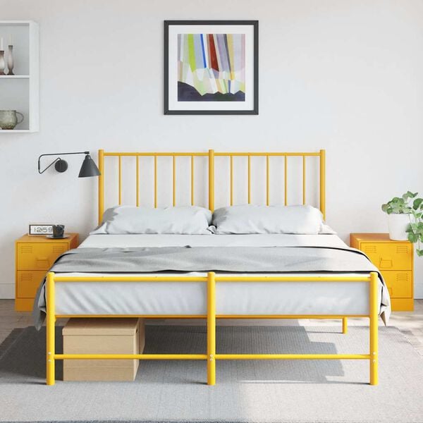 vidaXL Bedside Cabinets 2 pcs Yellow 34.5x39x44 cm Steel