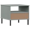 vidaXL Bedside Table with Metal Legs Grey Solid Wood Pine OSLO