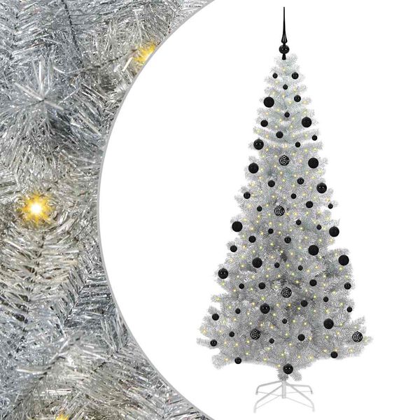 vidaXL Christmas Tree with 300 LEDs with Stand Silver 210 cm PET