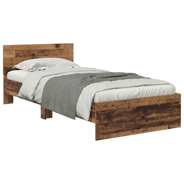 vidaXL Bed Frame with Headboard Old Wood 90 x 190 cm Engineered Wood