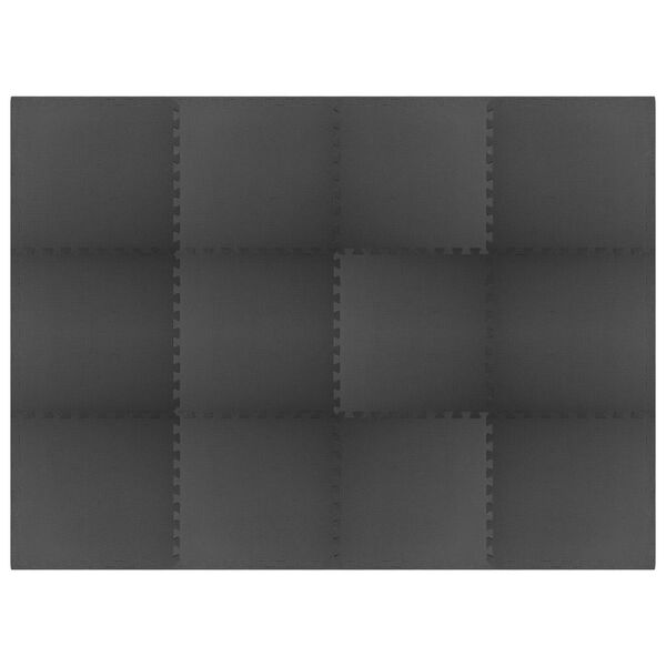 vidaXL Floor Mats 12 pcs 4.32 ㎡ EVA Foam Black