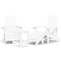 vidaXL Garden Adirondack Chairs with Footstool & Table HDPE White