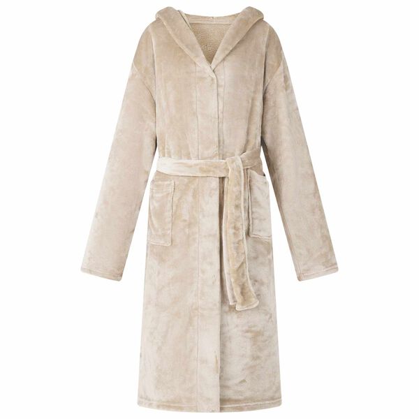 vidaXL Bathrobe Hoodie Beige XXL Flannel